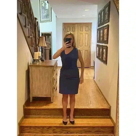 NWT BLACK HALO SHIFT BLUE SLEEVELESS Asymmetrical neck DRESS SIZE 2/4 XS - Picture 8 of 14